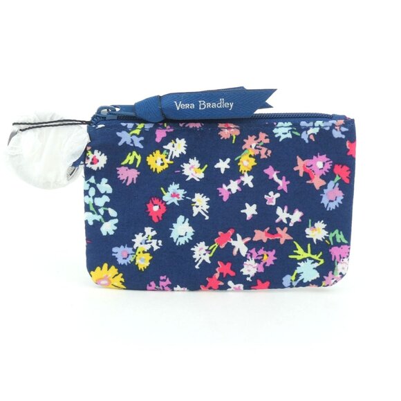 Vera Bradley Scattered Wildflowers Cotton Zip Id Case NWT - Picture 1 of 2